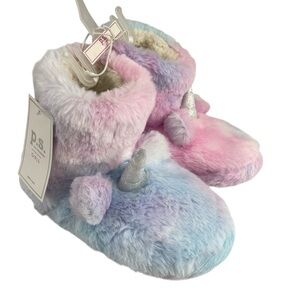 Unicorn Kids Fuzzy Slippers Multi Colour Size M 12/13 NWT